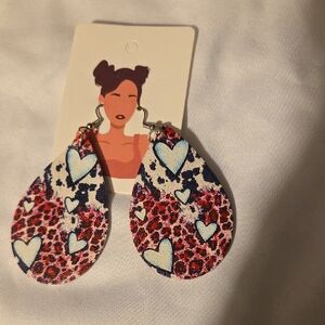 Leopard Heart Drop Earrings